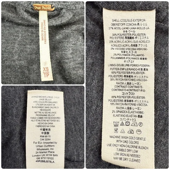 Free People Satellite Image Swing Hooded Tweed Wool Oversized Coat Size XS - Picture 16 of 17